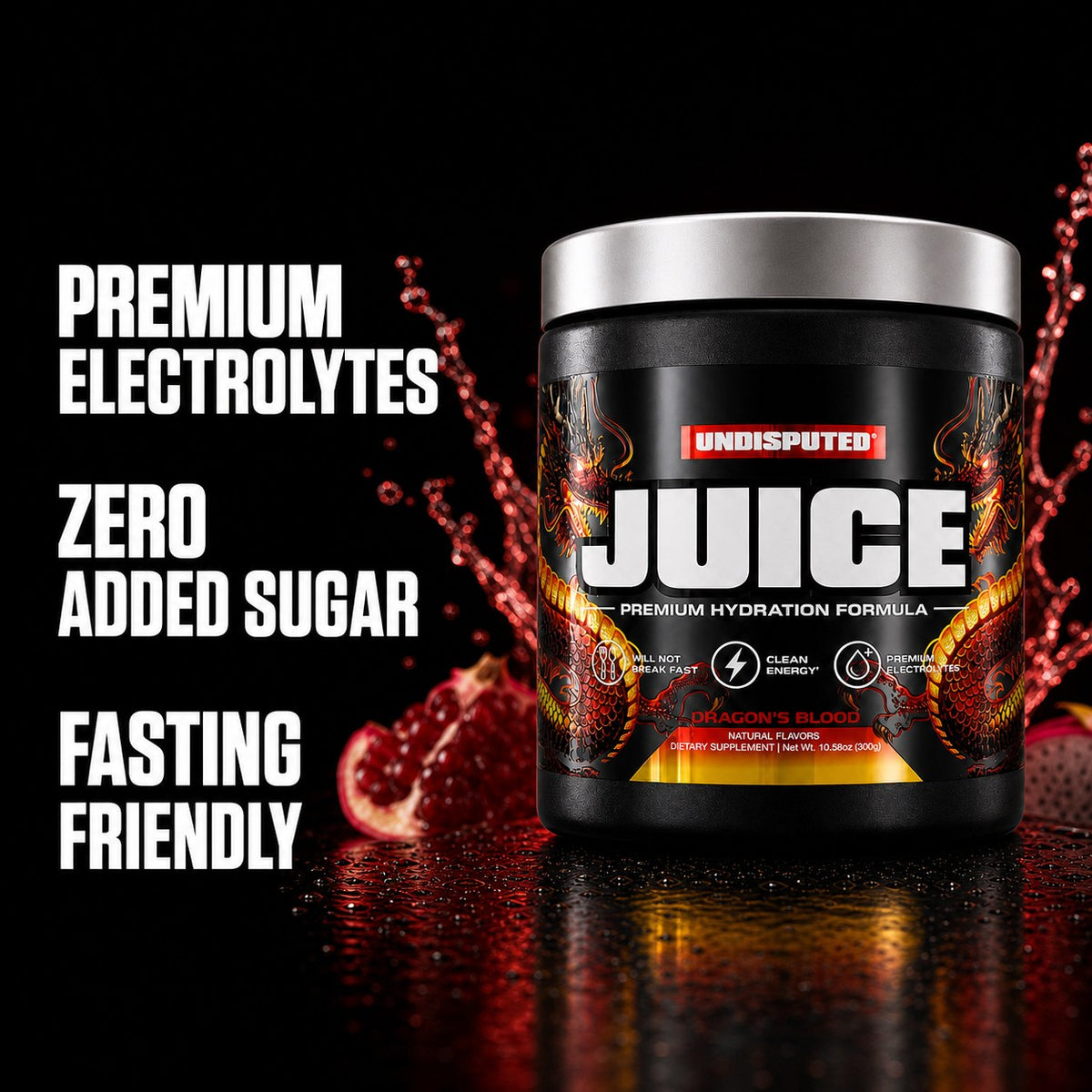 JUICE Electrolytes: Dragon's Blood key benefits panel