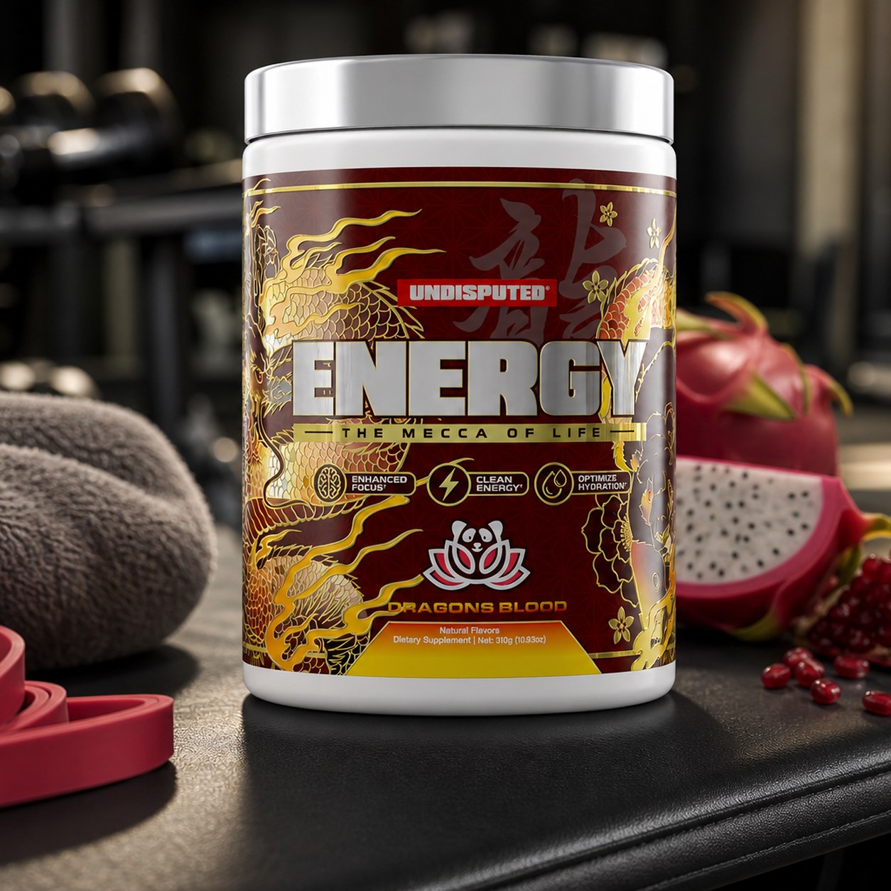 ENERGY High Stim Pre-Workout, Dragon's Blood lifestyle shot in a gym setting