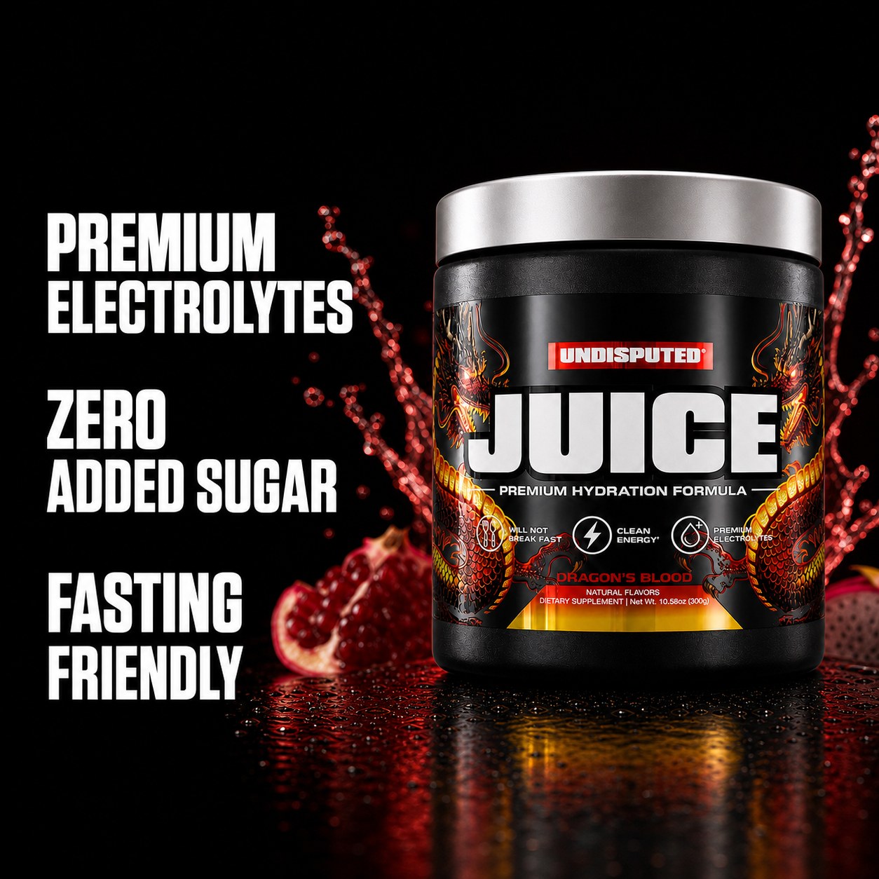 JUICE Electrolytes: Dragon's Blood key benefits panel