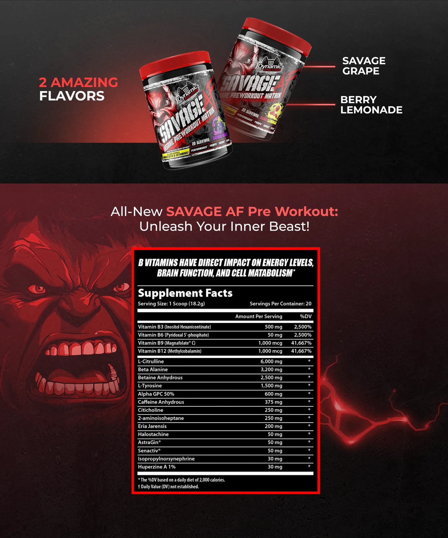 (NEW!) Dynamic Evolution Savage AF 2.0 Pre-Workout